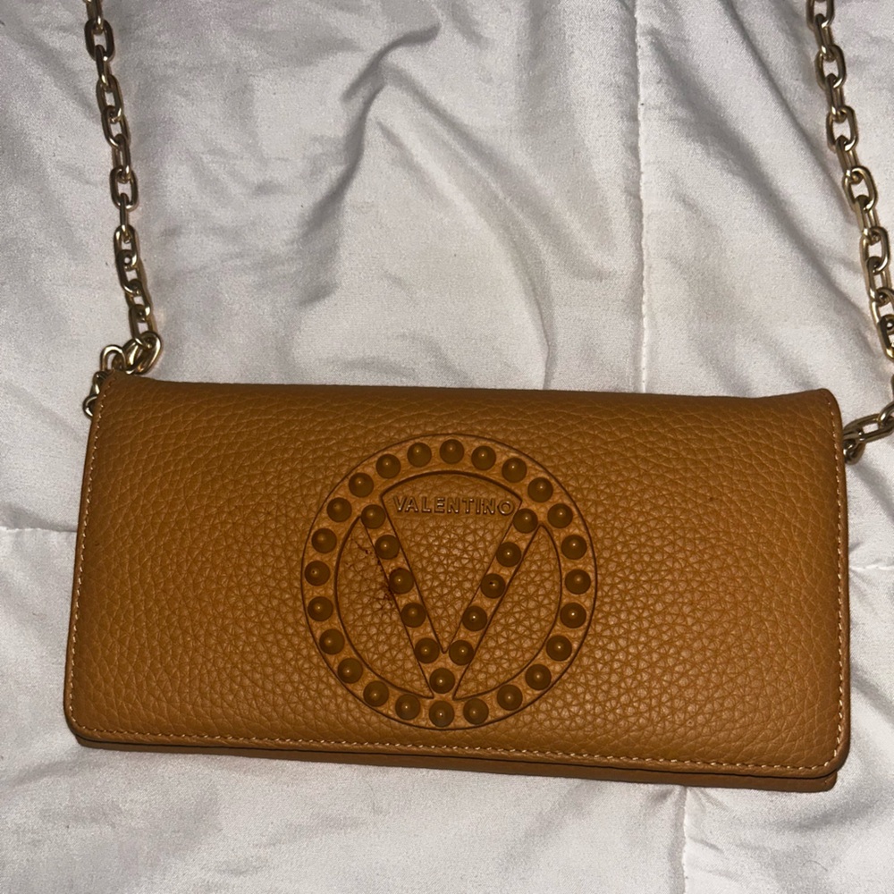 Valentino Tan Clutch with Chain